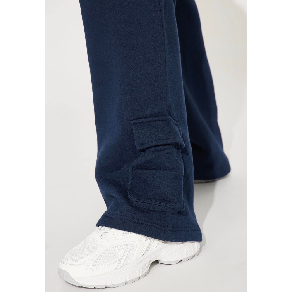 Fashion Nova Navy Blue Cargo Sweatpants Piping Athletic Sweats Womens Medium - Picture 2 of 4
